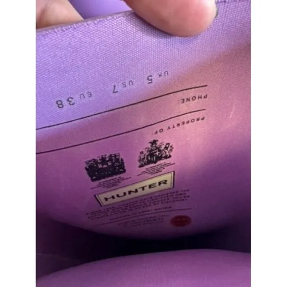 Hunter Rain Boots Purple Tall Pull On Waterproof Outdoor Size 7