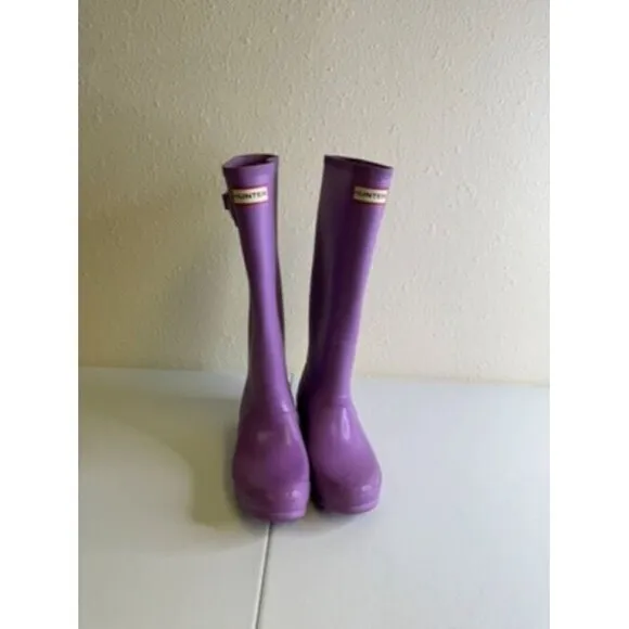 Hunter Rain Boots Purple Tall Pull On Waterproof Outdoor Size 7