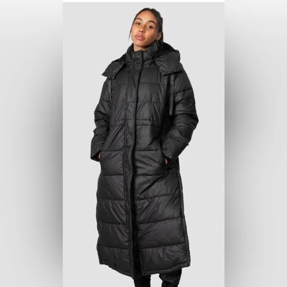 Hunter Womens Black Intrepid Long Puffer‎ hooded coat Size Medium new
