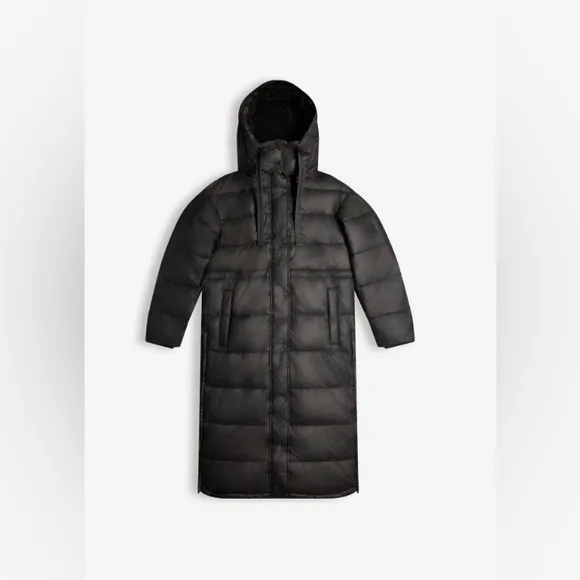 Hunter Womens Black Intrepid Long Puffer‎ hooded coat Size Medium new