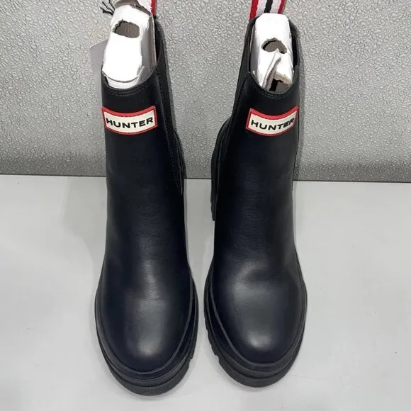 Hunter Women’s Miana Heeled Waterproof Chelsea Boots – Black Size 6 – New With B