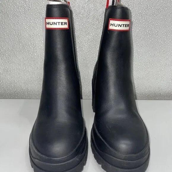 Hunter Women’s Miana Heeled Waterproof Chelsea Boots – Black Size 6 – New With B