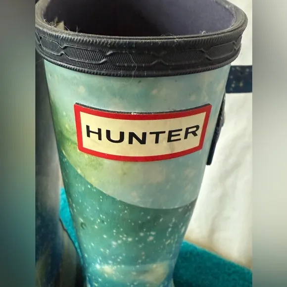 Hunter Women's Sz 8 Original Short Space Camo Galaxy Rain Boots Insulated