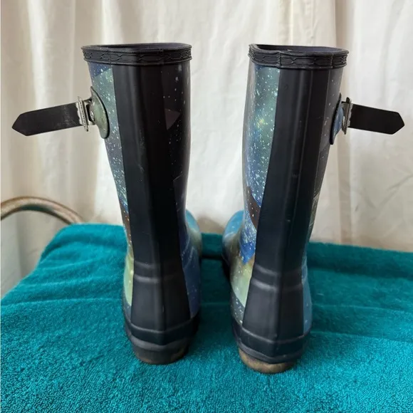 Hunter Women's Sz 8 Original Short Space Camo Galaxy Rain Boots Insulated