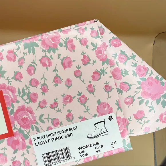 Hunter x LoveShackFancy Womens Play Rain Boot Pink Floral Rose Heart Size 10 NWT