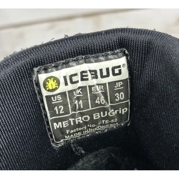 Icebug Metro BUGrip Boots Mens Size 12 Outdoors Hiking Winter STUDDED Black