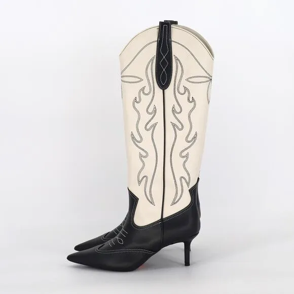 I.N.C. Int Concepts Women Bone White Faux Leather Hayleigh High Boot Size 10M