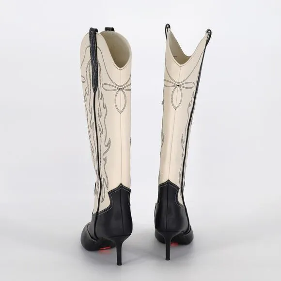 I.N.C. Int Concepts Women Bone White Faux Leather Hayleigh High Boot Size 10M