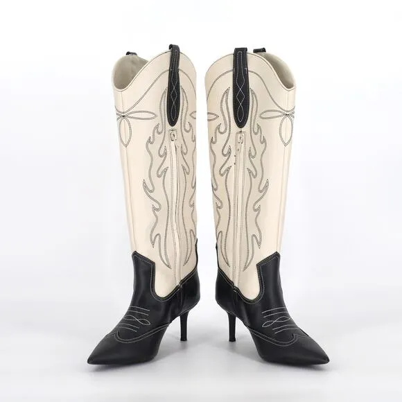 I.N.C. Int Concepts Women Bone White Faux Leather Hayleigh High Boot Size 10M
