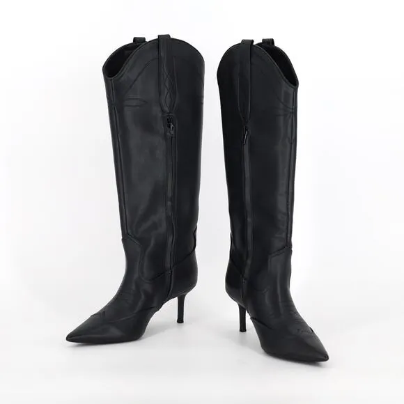 I.N.C. International Concepts Women Black Faux Leather Hayleigh Boot Size 5.5