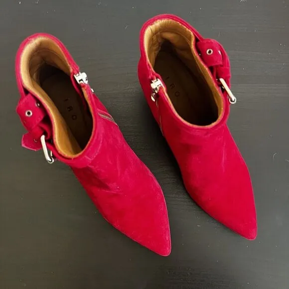 IRO LINAC Ankle Boots In Red Womens Size Eu 39 / US 8 - 8.5 New In‎ Box