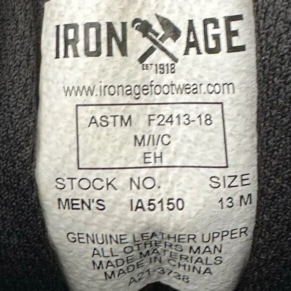 Iron Age IA5150 Ground Finish 6” Work Boot Men’s Size 13M