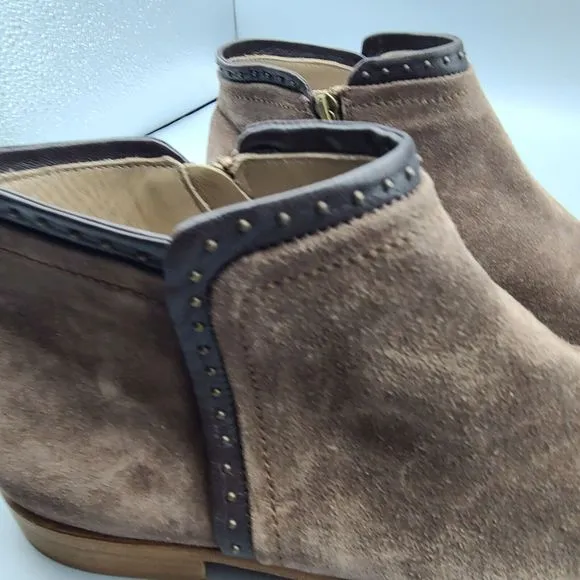 Italeau Shoes Womens Ankle Boots Brown Suede Leather Zip Miralda Sz 9 39.5 New