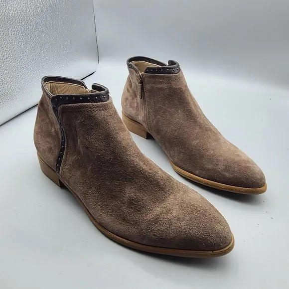 Italeau Shoes Womens Ankle Boots Brown Suede Leather Zip Miralda Sz 9 39.5 New