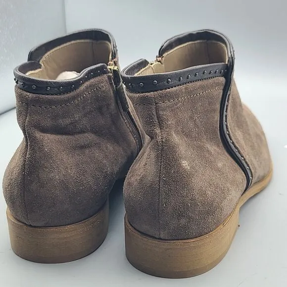 Italeau Shoes Womens Ankle Boots Brown Suede Leather Zip Miralda Sz 9 39.5 New