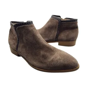 Italeau Shoes Womens Ankle Boots Brown Suede Leather Zip Miralda Sz 9 39.5 New