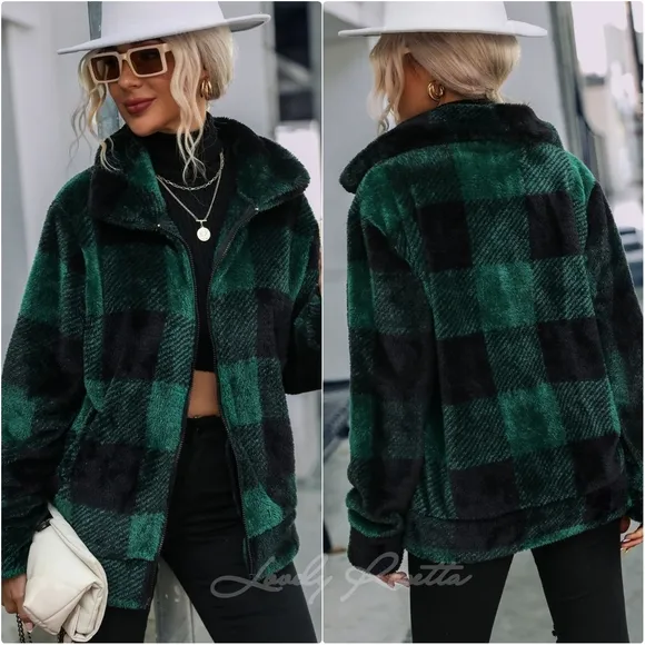 Ivory Plaid Collared Jacket