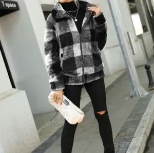 Ivory Plaid Collared Jacket