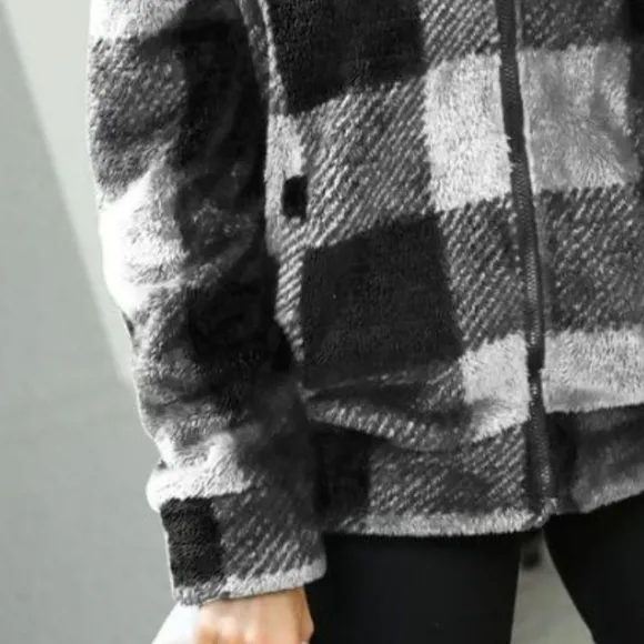 Ivory Plaid Collared Jacket