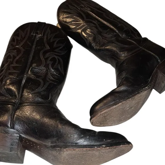 J. Chisholm Black Western Men Leather Boots Size 10 D