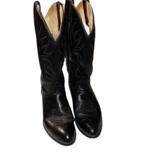 J. Chisholm Black Western Men Leather Boots Size 10 D