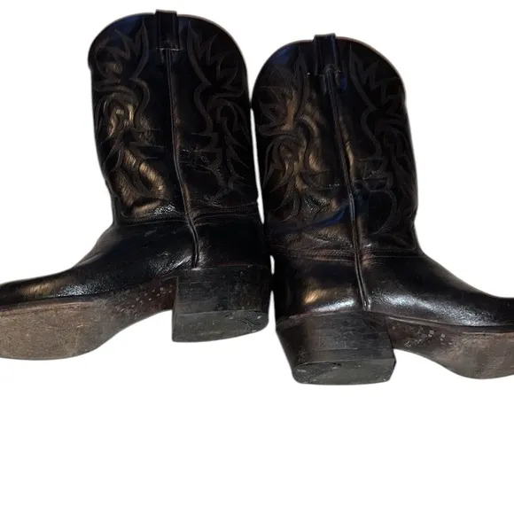 J. Chisholm Black Western Men Leather Boots Size 10 D