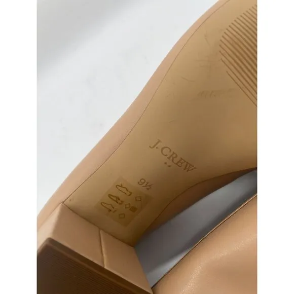 J. Crew Cap Toe Ballet Block Heels Pumps Bows Sz 9.5 Corpcore Beige Black Preppy