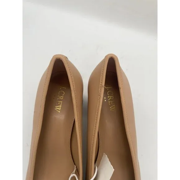 J. Crew Cap Toe Ballet Block Heels Pumps Bows Sz 9.5 Corpcore Beige Black Preppy