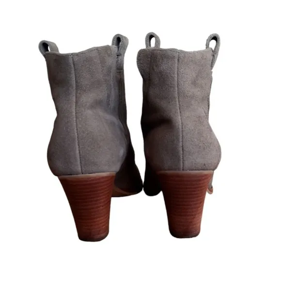 J. Crew Eaton Ankle Booties Women's Size 8 GRAY Suede Leather Boots Shoes