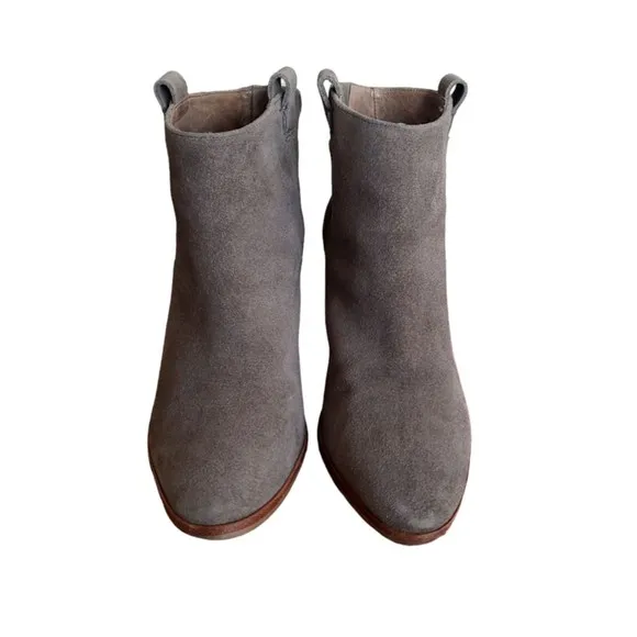 J. Crew Eaton Ankle Booties Women's Size 8 GRAY Suede Leather Boots Shoes