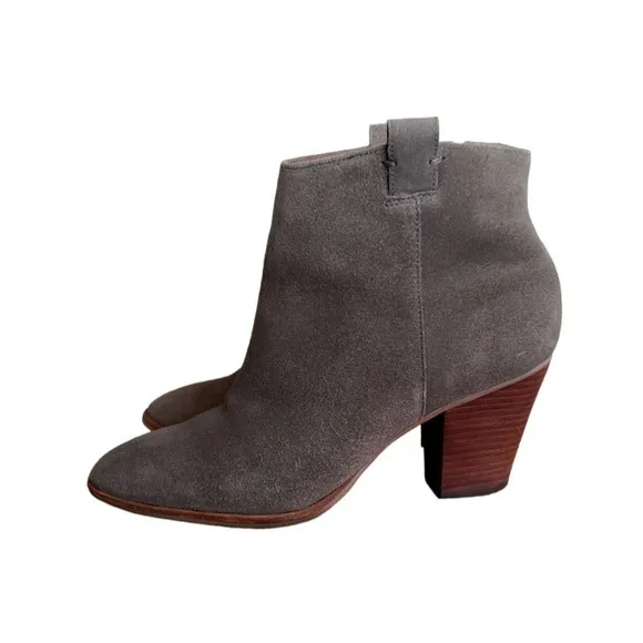 J. Crew Eaton Ankle Booties Women's Size 8 GRAY Suede Leather Boots Shoes