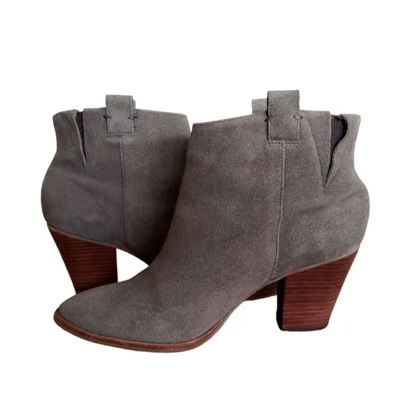 J. Crew Eaton Ankle Booties Women's Size 8 GRAY Suede Leather Boots Shoes