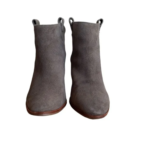 J. Crew Eaton Ankle Booties Women's Size 8 GRAY Suede Leather Boots Shoes