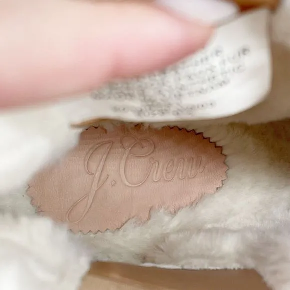 J. Crew Faux-fur Lined Clog Suede Boots Womens Size 6.5 Beige Wood Sole Chelsea