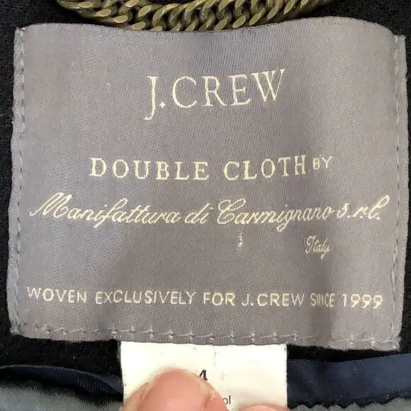 J. Crew Lady Day Coat Womens Black Winter Long Line Italian Double Cloth Wool 4