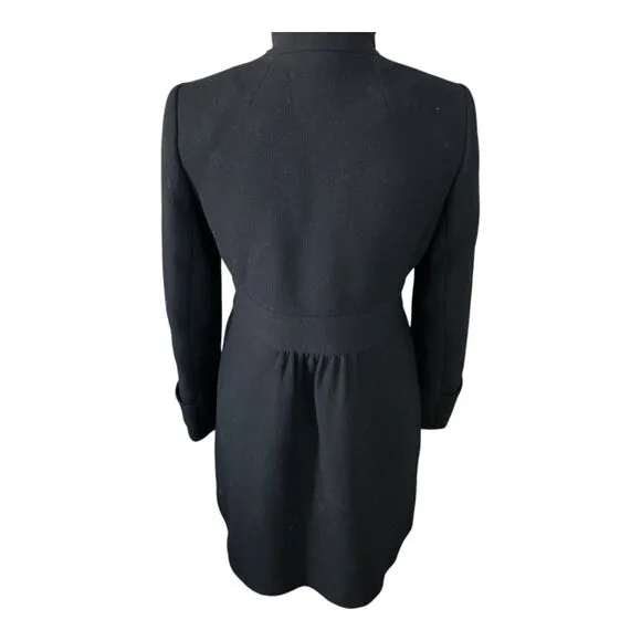 J. Crew Lady Day Coat Womens Black Winter Long Line Italian Double Cloth Wool 4