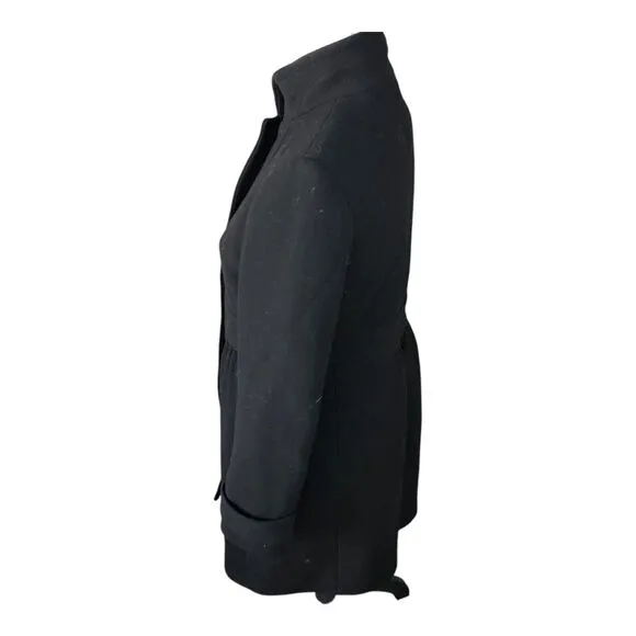 J. Crew Lady Day Coat Womens Black Winter Long Line Italian Double Cloth Wool 4