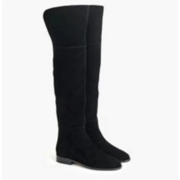 J. Crew Over-The-Knee Boots in Suede Black