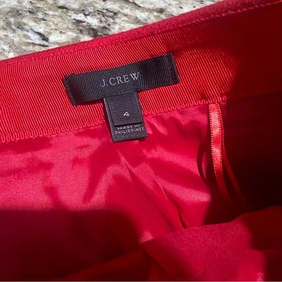 J. CREW Poppy Red RUFFLE MINI SKIRT IN DOUBLE-SERGE WOOL A-Line 4