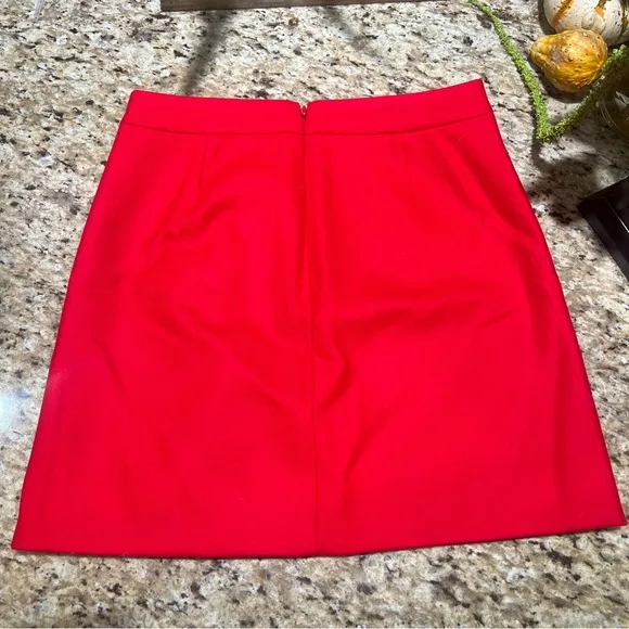 J. CREW Poppy Red RUFFLE MINI SKIRT IN DOUBLE-SERGE WOOL A-Line 4