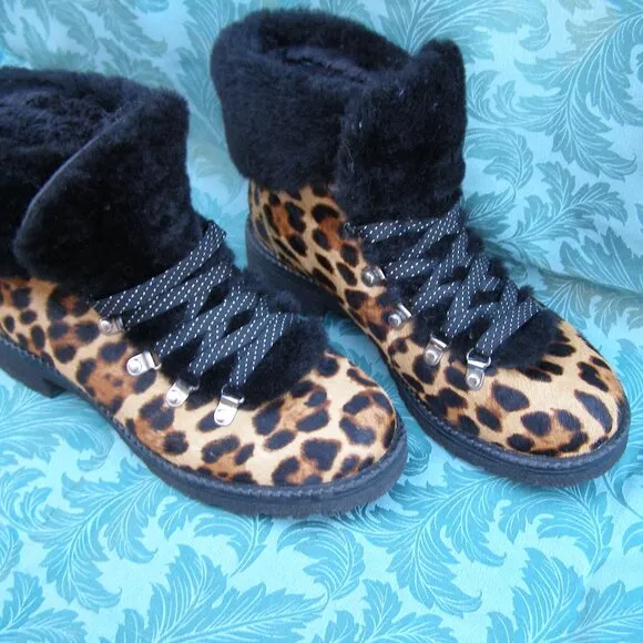 J Crew size 8-8.5 Nordic Boots in Leopard Calf Hair