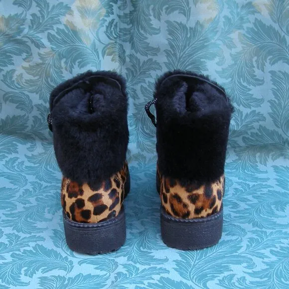 J Crew size 8-8.5 Nordic Boots in Leopard Calf Hair