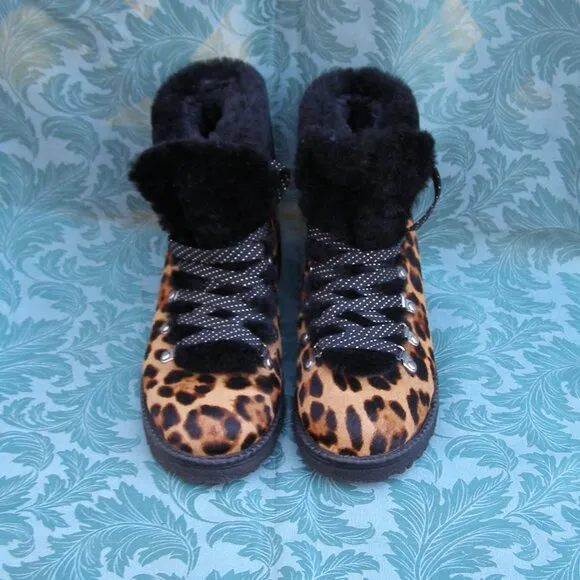 J Crew size 8-8.5 Nordic Boots in Leopard Calf Hair