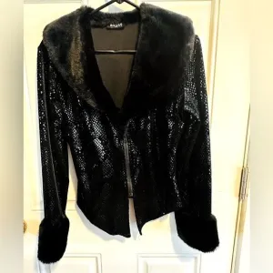 Jacket Special Occasion STUNNING Faux Fur cuffs and collar.  Vintage