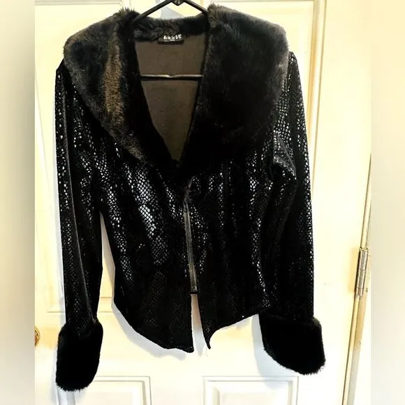 Jacket Special Occasion STUNNING Faux Fur cuffs and collar.  Vintage
