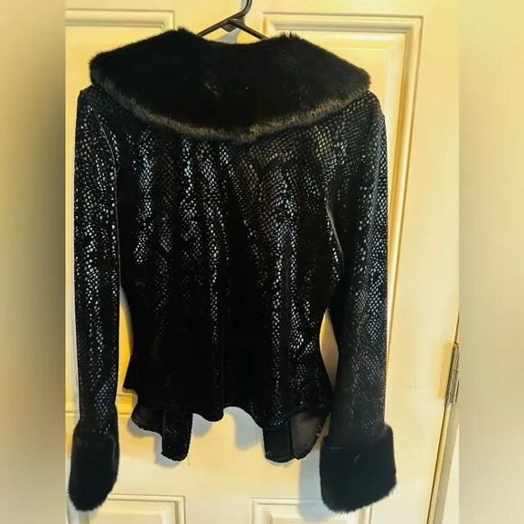 Jacket Special Occasion STUNNING Faux Fur cuffs and collar.  Vintage