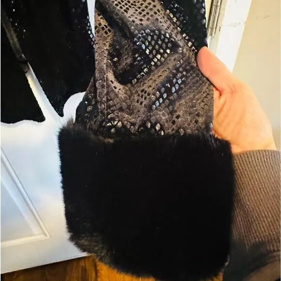 Jacket Special Occasion STUNNING Faux Fur cuffs and collar.  Vintage