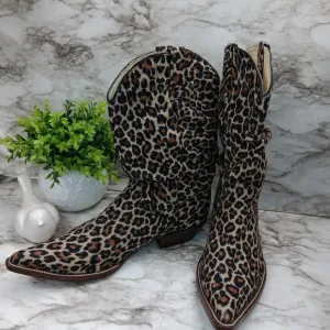 JAR BOOT'S Men Western Boots Leopard leather size 7 Cowboy Brown Pointed Toe