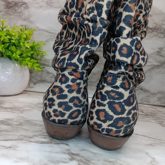 JAR BOOT'S Men Western Boots Leopard leather size 7 Cowboy Brown Pointed Toe