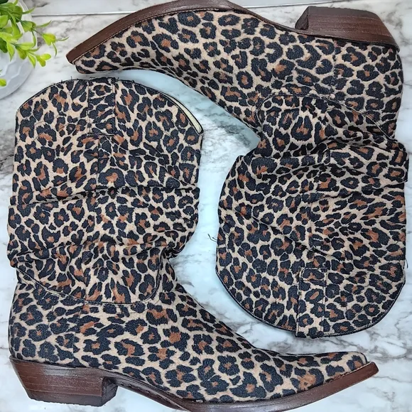 JAR BOOT'S Men Western Boots Leopard leather size 7 Cowboy Brown Pointed Toe